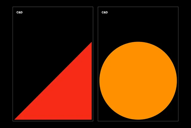 Geometric Red and Orange Composition, minimal, swiss, high-contrast