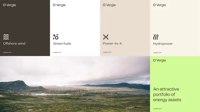 Vergia energy brand icon system, minimal, geometric, high-contrast