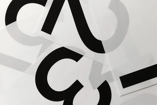 Overlapping Geometric Typography, minimal, swiss, monochrome