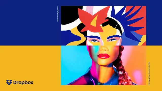 Dropbox Brand Identity Spread, maximalist, geometric, vibrant