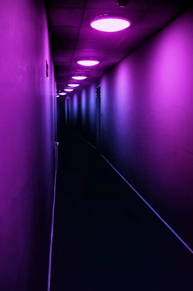 Purple Neon Corridor, dark-mode, abstract, dark