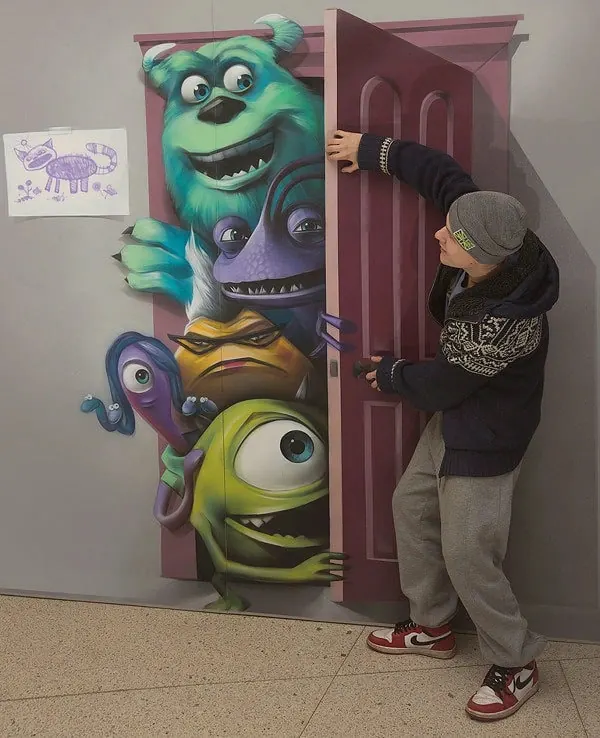 Street Art Character Mural, playful, illustrated, vibrant