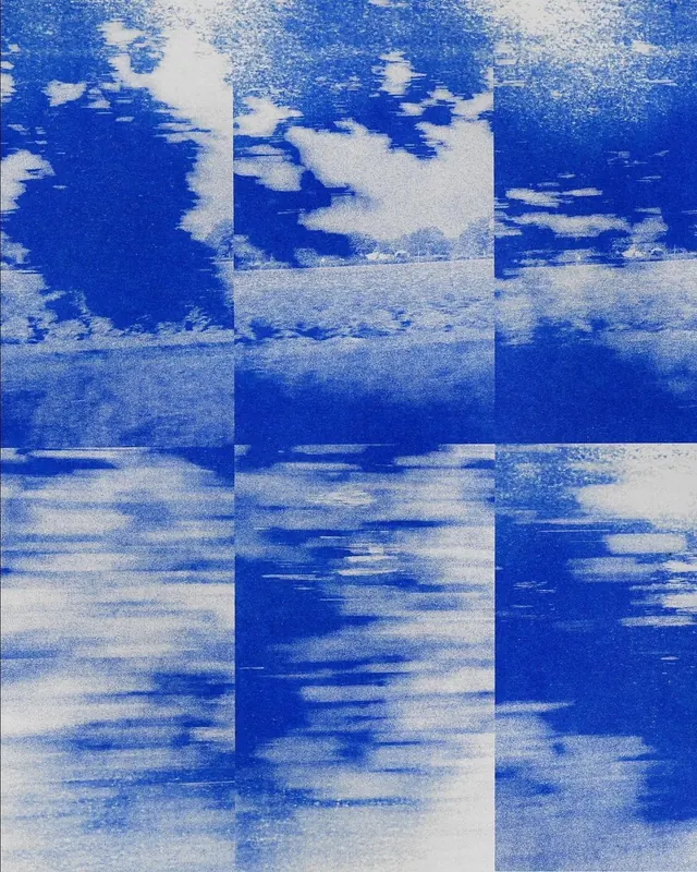 Blue Sky Abstract Collage, brutalist, abstract, vibrant