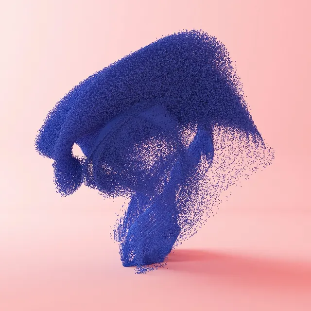 Abstract Blue Particle Sculpture, abstract, 3d-render, vibrant