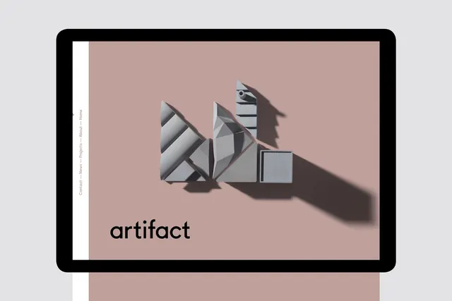 Artifact Logo Design, minimal, 3d-render, monochrome