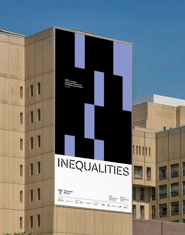 Inequalities gallery billboard, geometric, minimal, dark