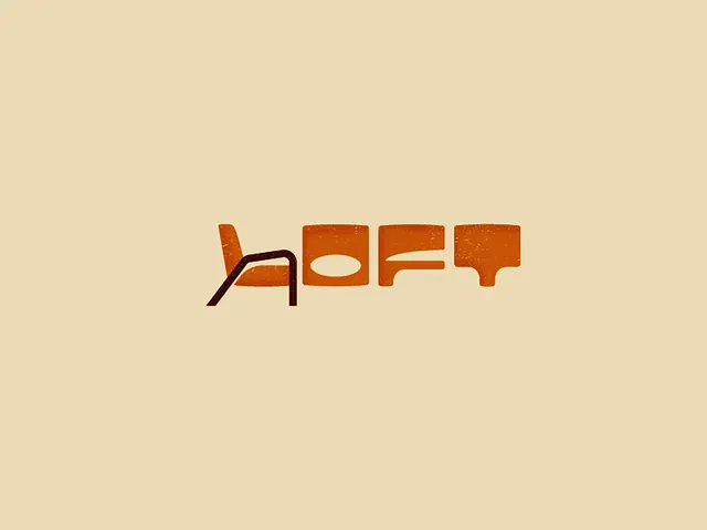 Mid-century geometric furniture wordmark, retro, geometric, warm