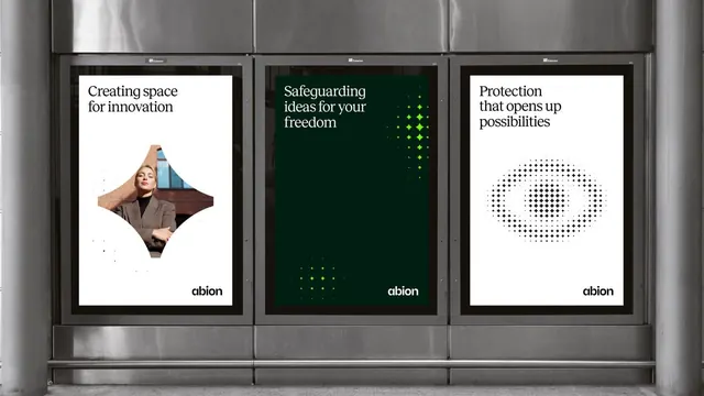 Abion corporate messaging installation, minimal, corporate-clean, light