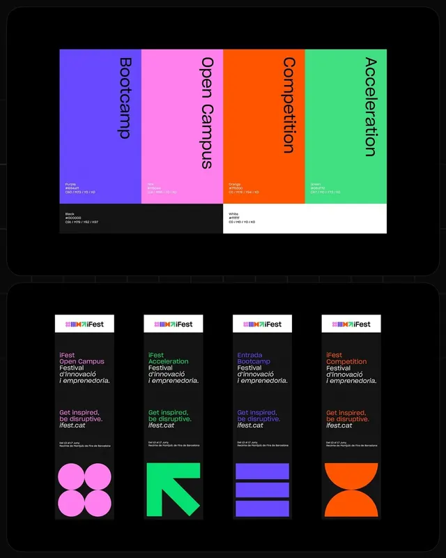 iFFest festival identity system with color palette, flat, geometric, vibrant