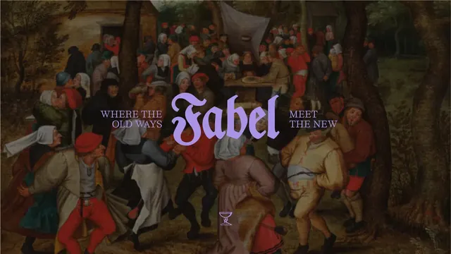 Historical painting with decorative serif overlay, retro, editorial, warm