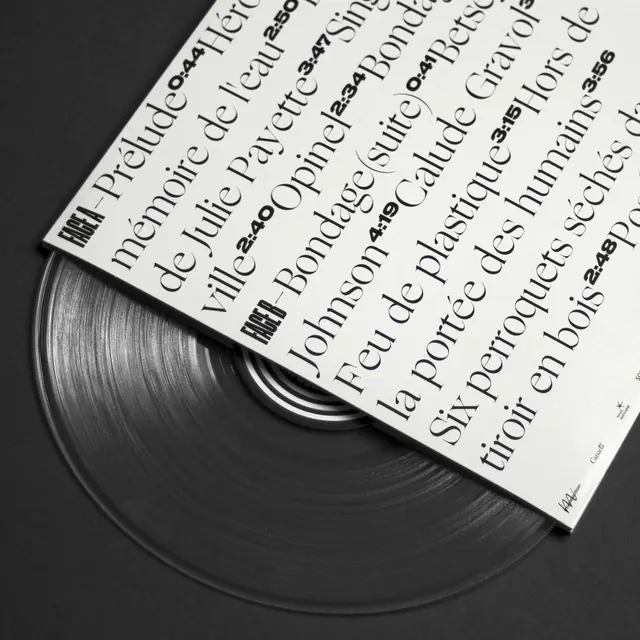 Typography and Vinyl Record Composition, minimal, swiss, monochrome