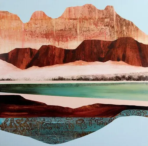 Geological landscape color field, abstract, minimal, warm