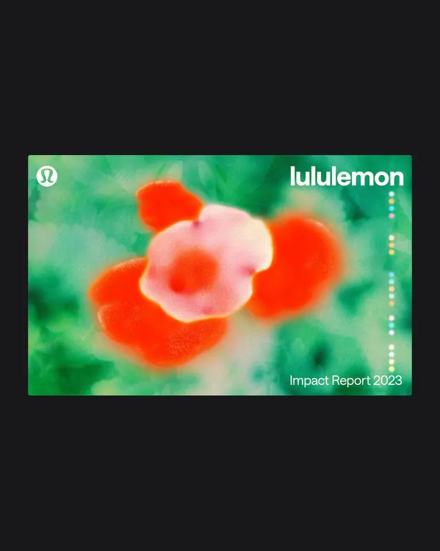 Lululemon Impact Report 2023 cover, organic, photographic, vibrant