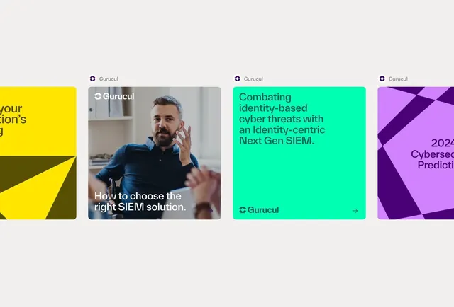 Gurucu cybersecurity SIEM pitch carousel, minimal, corporate-clean, light