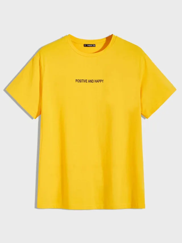 Men Slogan Graphic Tee, minimal, photographic, light