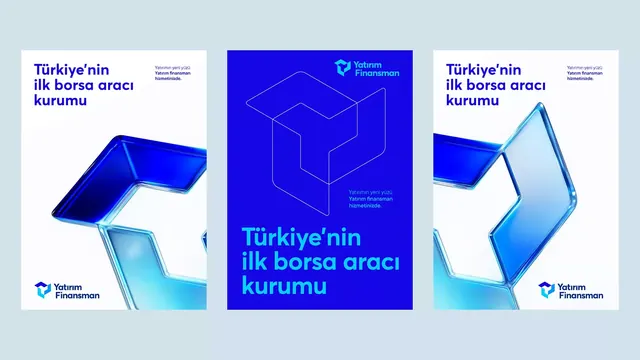 Yatirım Finansman 3D geometric brand identity, geometric, corporate-clean, cool