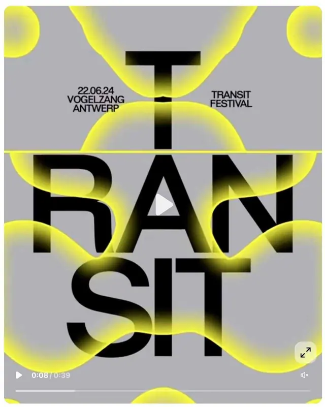 Transit Festival geometric poster with yellow curves and black typography, geometric, dark