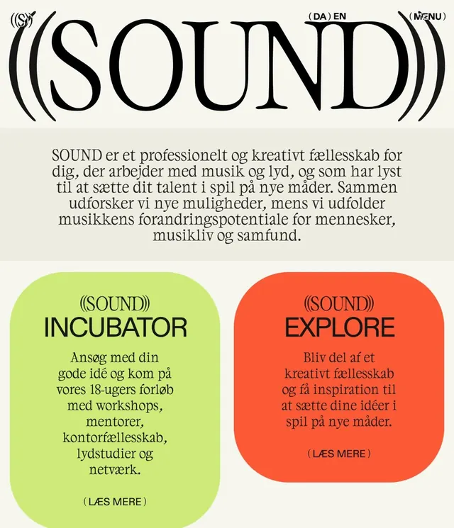 SOUND creative collective Danish layout, flat, geometric, vibrant