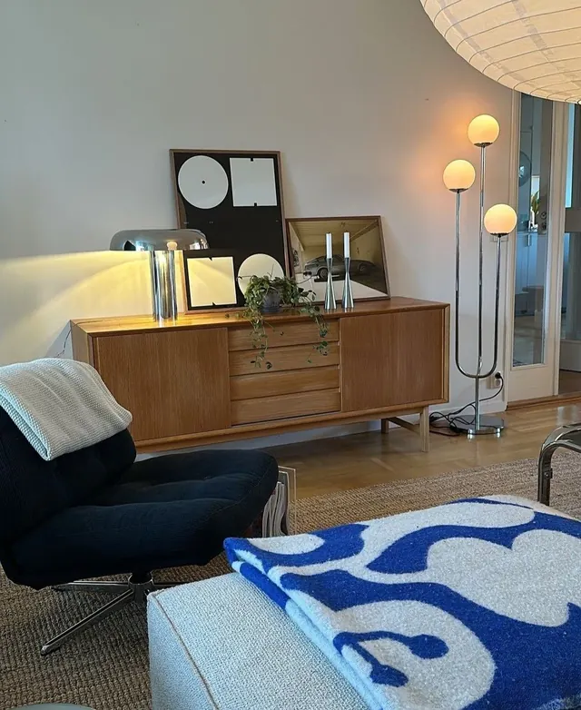 Midcentury dresser styled interior photography, photographic, editorial, warm