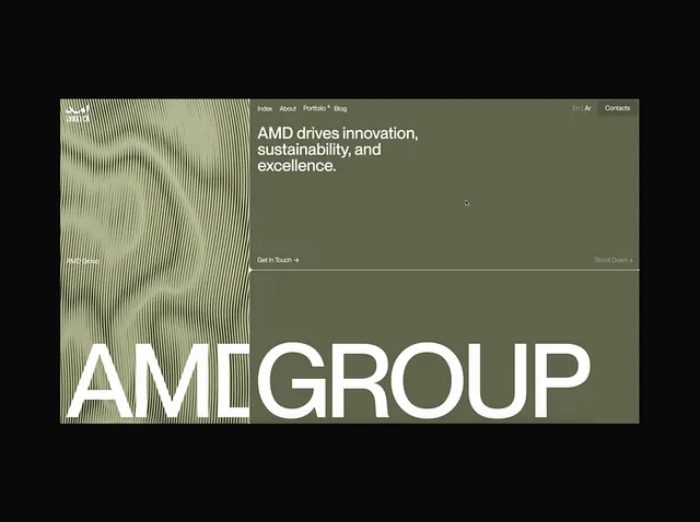 AMEGROUP corporate identity system, minimal, corporate-clean, earthy