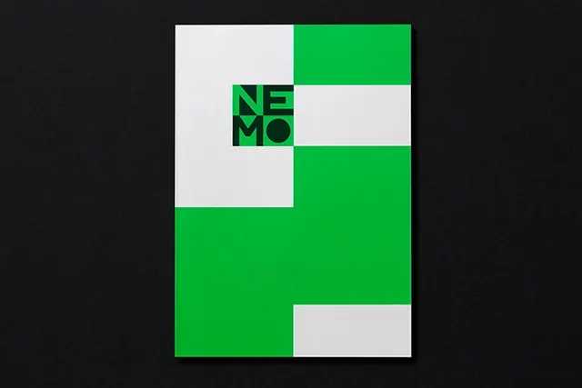 Geometric Green and White Composition, minimal, swiss, high-contrast