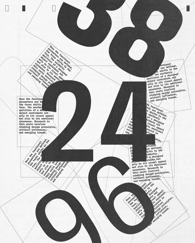 Geometric Typography Composition, brutalist, swiss, monochrome