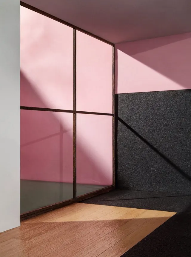 Pink and Grey Architectural Interior, minimal, geometric, muted