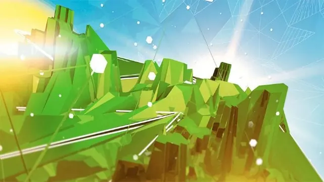 Abstract Geometric Landscape, 3d-render, geometric, vibrant