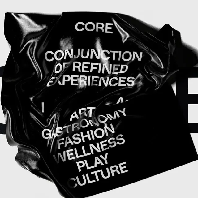 Core Conjunction Typography, brutalist, dark-mode, monochrome