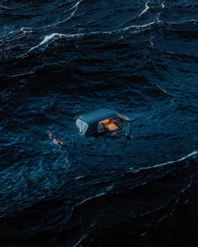 Submerged Capsule Visual, abstract, dark-mode, dark