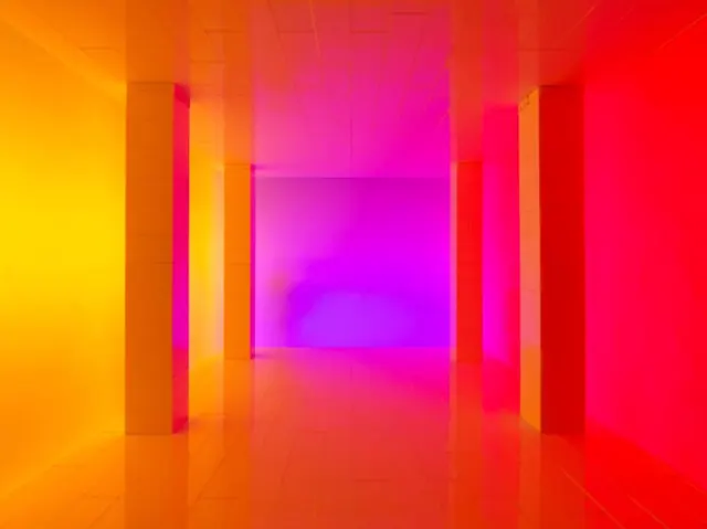 Gradient Hallway Perspective, gradient-heavy, 3d-render, vibrant