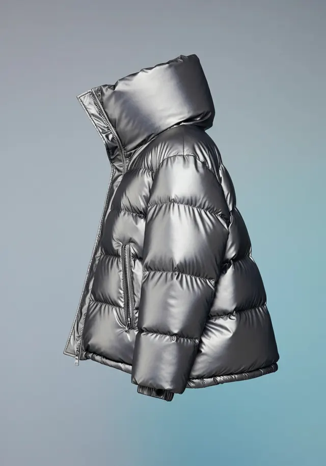 Metallic Puffer Jacket Render