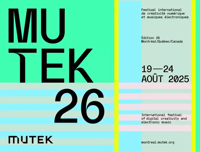 MUTEK 26 festival poster, geometric, gradient-heavy, vibrant
