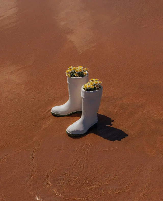 Floral Boot Sculpture, abstract, minimal, warm