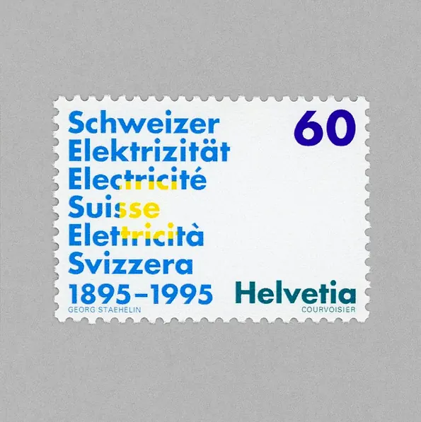 Swiss commemorative stamp typography, retro, swiss, light