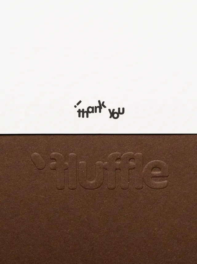 Split handwritten and embossed thank you card, minimal, organic, light