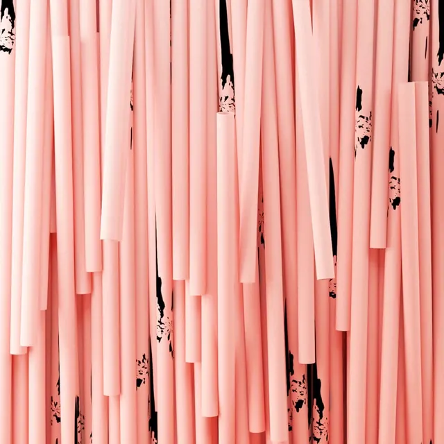 Pink Ribbon Pattern, organic, maximalist, vibrant
