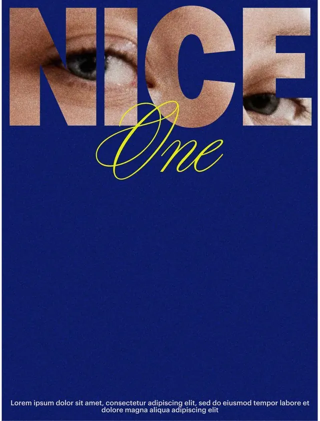 NICE One typographic poster with photographic fill, photographic, editorial, dark