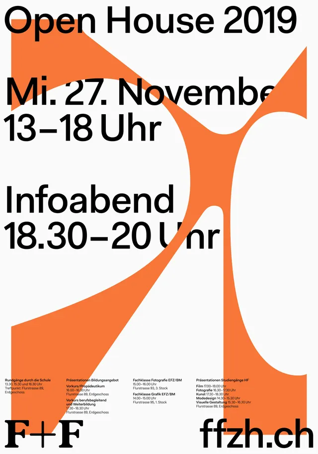 Open House 2019 Swiss event poster, minimal, geometric, light