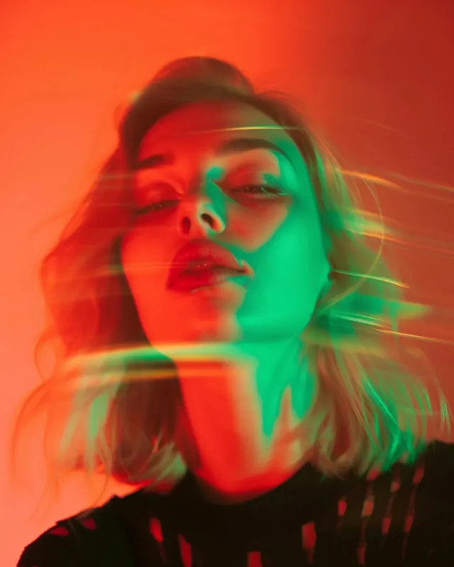 Motion Blur Portrait, abstract, gradient-heavy, vibrant