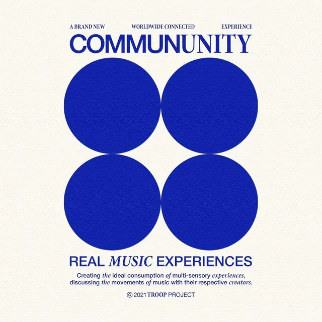 Community Music Experience Identity, minimal, swiss, high-contrast