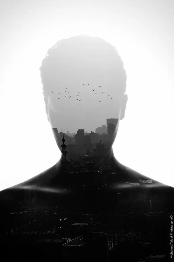 Abstract Silhouette Portrait, minimal, monochrome, monochrome