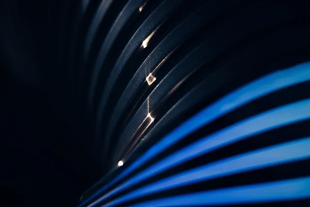 Abstract Blue Architectural Curves, minimal, dark-mode, dark
