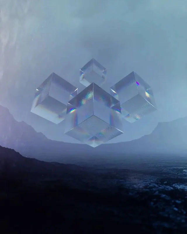 Abstract 3D Geometric Structure, abstract, glassmorphism, cool