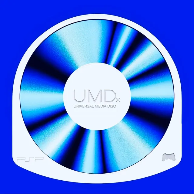 UMD Universal Media Disc mockup, photographic, 3d-render, vibrant