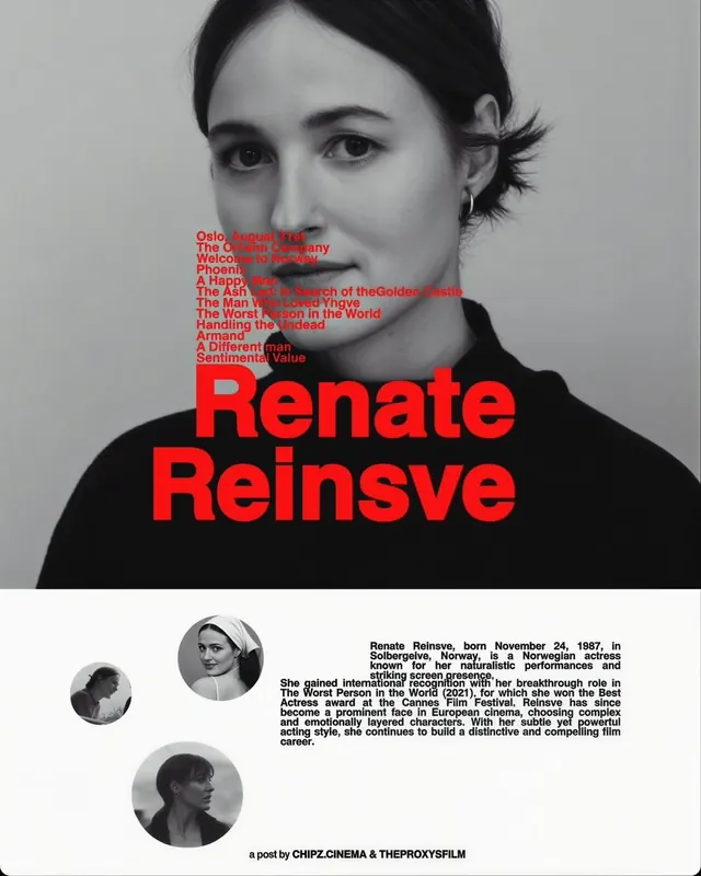 Renate Reinsve actor portrait poster, editorial, photographic, dark