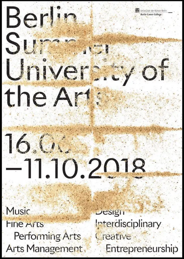 Berlin Summer University event poster with distressed texture, minimal, retro, light