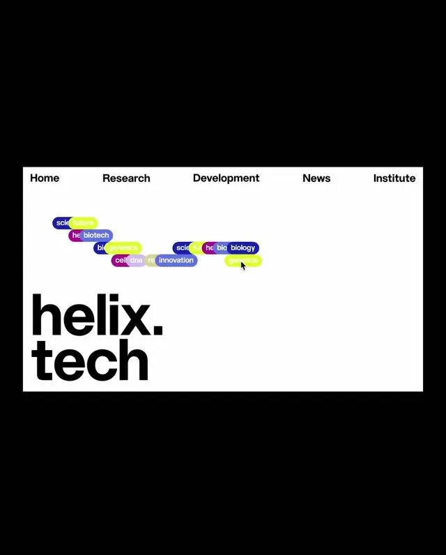 Helix.tech navigation and wordmark, minimal, corporate-clean, dark