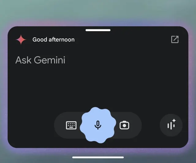 Google Gemini AI interface card, dark-mode, minimal, dark