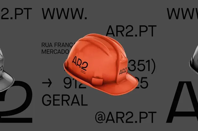 Bright orange hard hat with industrial type overlay, corporate-clean, minimal, warm